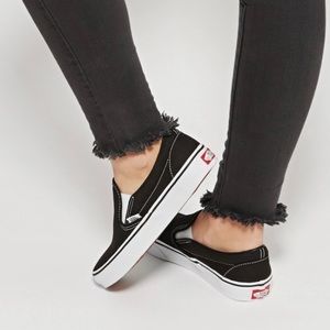 VANS Women’s Classic Black White Slip on Canvas Shoes Sz 7